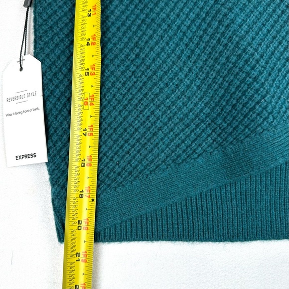 Express Reversible Mock Neck Crossover Sweater Asymmetrical Waffle NWT Office - Picture 12 of 12